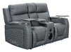 2 1 1 Electric Recliner Sofa Set inc. Cinema Seats in Grey Leather. 3 Piece Cinema Sofa with LED Cup Holders, Storage, Speaker - Venice Series One