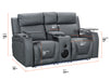 2 1 1 Electric Recliner Sofa Set inc. Cinema Seats in Grey Leather. 3 Piece Cinema Sofa with LED Cup Holders, Storage, Speaker - Venice Series One