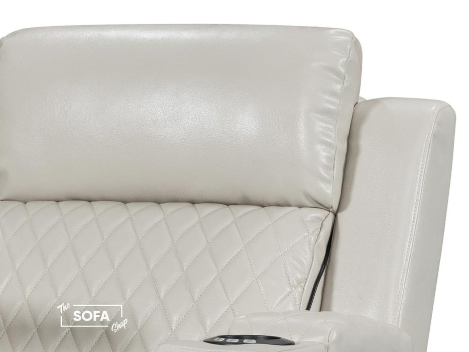 3+1 Electric Recliner Sofa Set inc. Cinema Seat in Cream Leather. 2-Piece Cinema Sofa Set with USB & Storage Box - Venice Series Two
