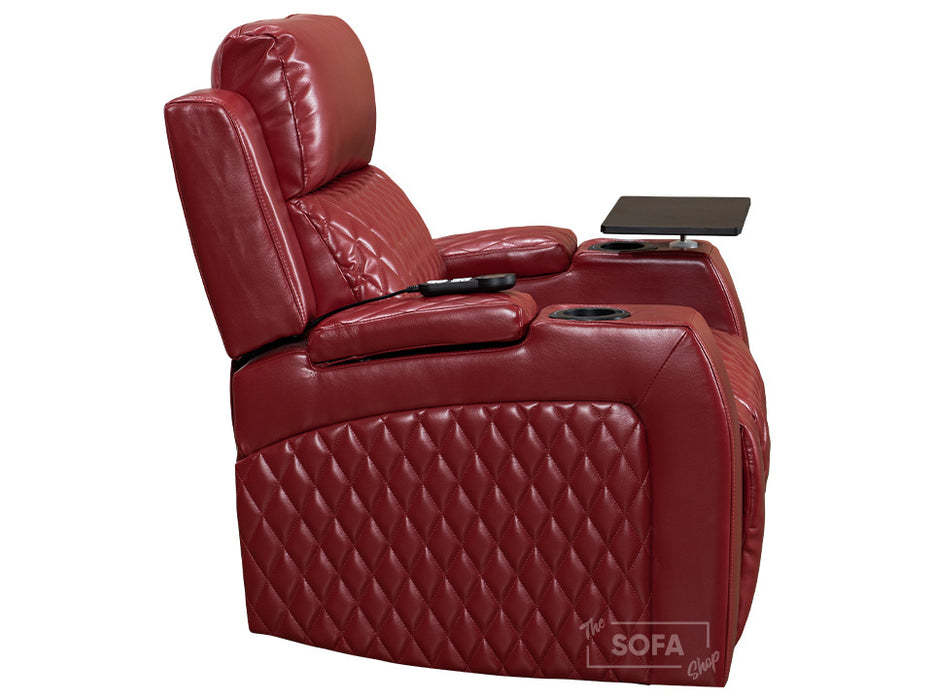 3 1 1 Electric Recliner Sofa Set inc. Cinema Seats in Red Leather. 3 Piece Cinema Sofa with LED Cup Holders, Massage & USB Ports- Venice Series Two