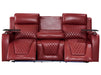 3+1 Electric Recliner Sofa Set inc. Cinema Seat in Red Leather. 2-Piece Cinema Sofa Set with USB Ports & Massage - Venice Series Two