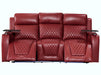 3+1 Electric Recliner Sofa Set inc. Cinema Seat in Red Leather. 2-Piece Cinema Sofa Set with USB Ports & Massage - Venice Series Two