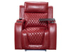 3+1 Electric Recliner Sofa Set inc. Cinema Seat in Red Leather. 2-Piece Cinema Sofa Set with USB Ports & Massage - Venice Series Two