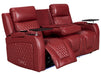 3+1 Electric Recliner Sofa Set inc. Cinema Seat in Red Leather. 2-Piece Cinema Sofa Set with USB Ports & Massage - Venice Series Two