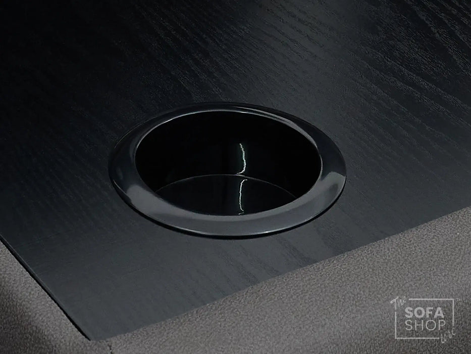 3 Seat Electric Recliner Home Cinema Theatre Sofa | Fabric Couch In Grey + Cupholders + Table + Power + USB + Speakers | Vinsonova | The Sofa Shop