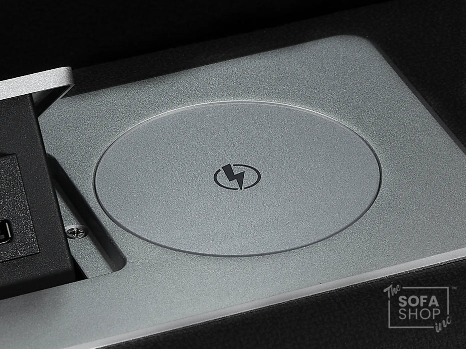 3+2+1 Electric Recliner Sofa Set in Black Real Leather | Hi-Tech Cinema Suite with Massage, Drop-Down Table, Power Headrest, Power Recliner, Storage Drawer, USB Port | Sicily