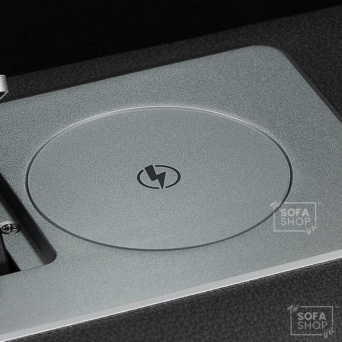 3 Seater Real Leather Electric Recliner Cinema Sofa in Grey | Hi-Tech Sofa with Power Lumbar, Bluetooth, Fold-Down Table & Storage | Milano | The Sofa Shop