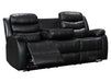 Sorrento 3 Seater Black Leather with Folded Back with Central Console - Recliner Sofa | The Sofa Shop