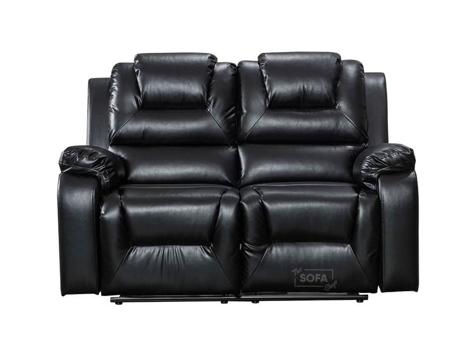 2 Seater Black Leather Power Recliner Cinema Sofa With Compact Space Saving Design & Supportive High Back | Vancouver | The Sofa Shop