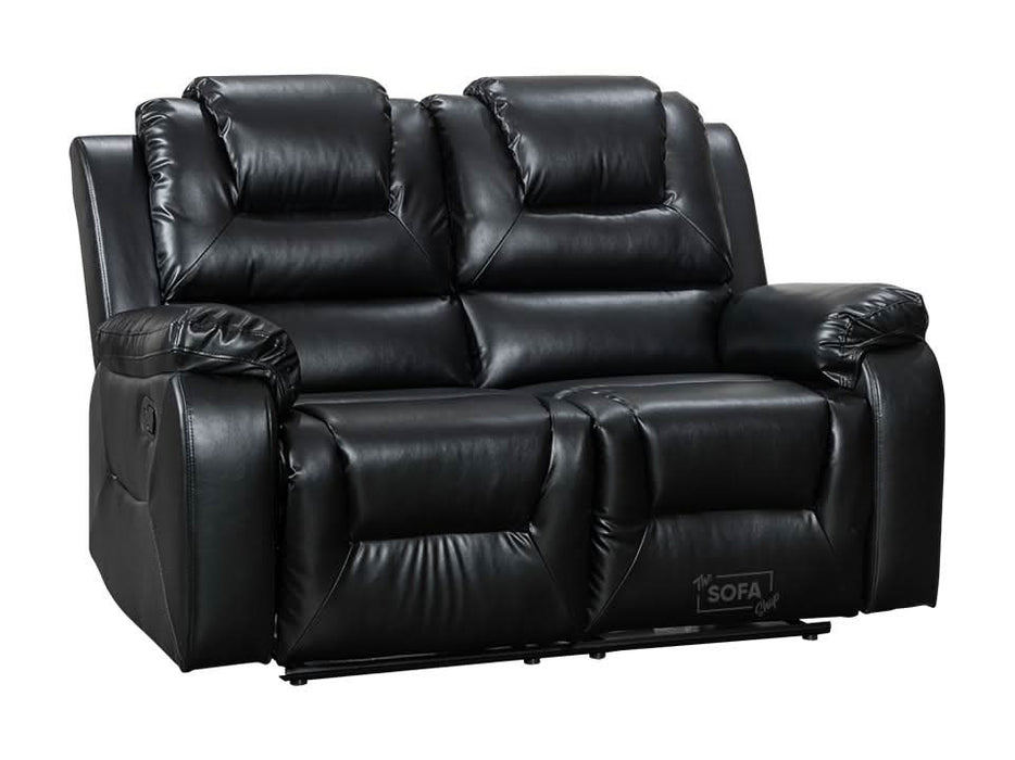 2 Seater Black Leather Power Recliner Cinema Sofa With Compact Space Saving Design & Supportive High Back | Vancouver | The Sofa Shop