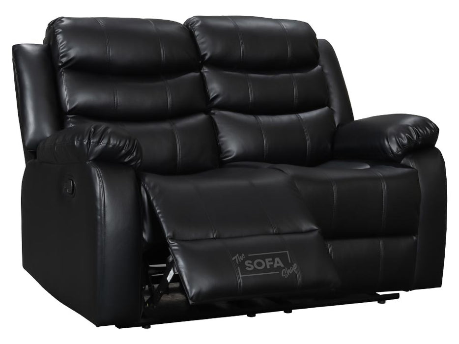 Reclined Sorrento 2 Seater Black Leather - Recliner Sofa Set | The Sofa Shop