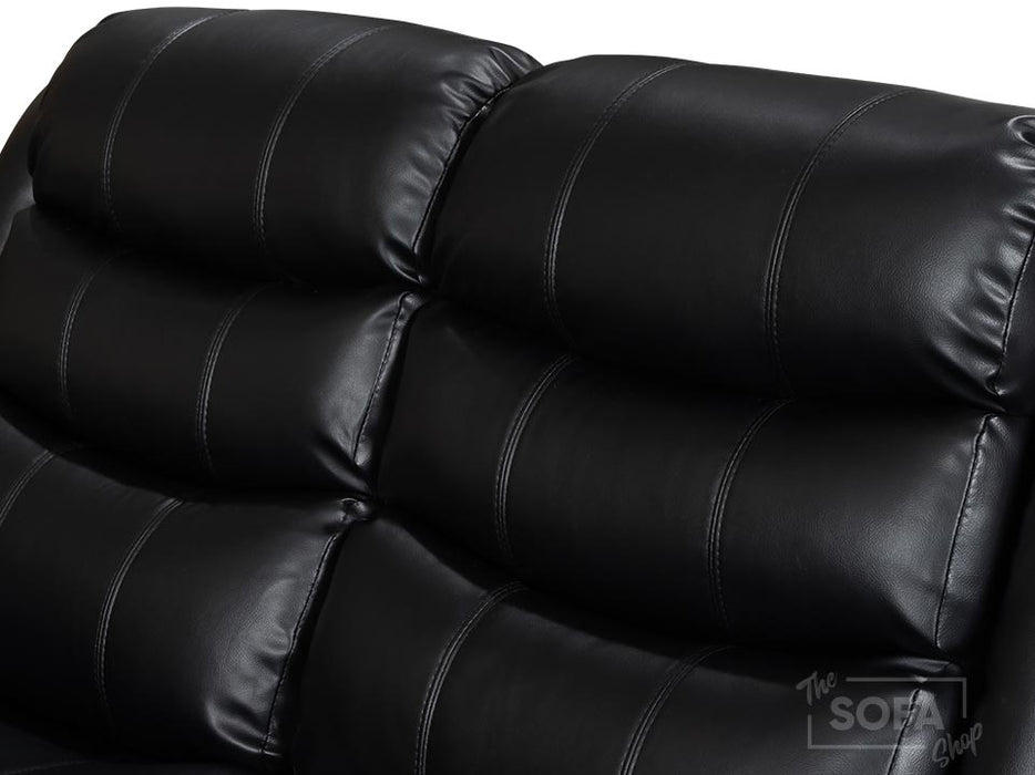 Filled Backrests of Sorrento 3 Seater Black Leather - Recliner Sofa | The Sofa Shop