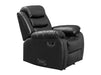 side shot of recliner chair in black leather | Sorrento