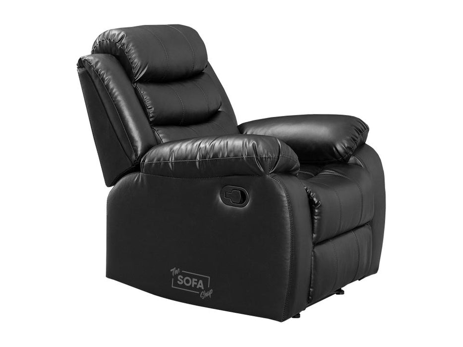 side shot of recliner chair in black leather | Sorrento