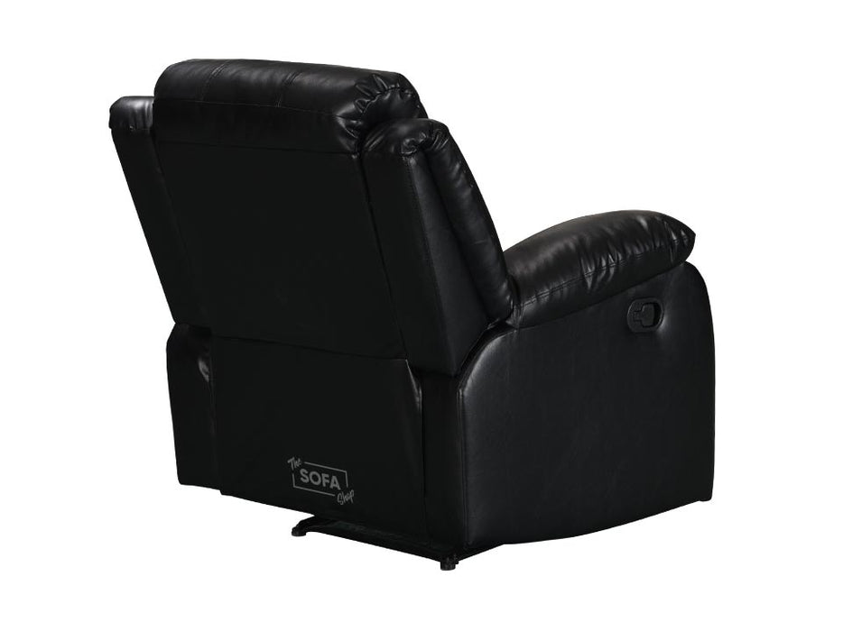side angle picture from the back of manual recliner chair in black leather | Sorrecto