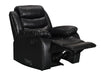 Side angle picture of reclined manual recliner chair in black leather | Sorrento