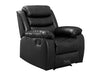 side angle picture of recliner chair manual in black leather | Sorrento