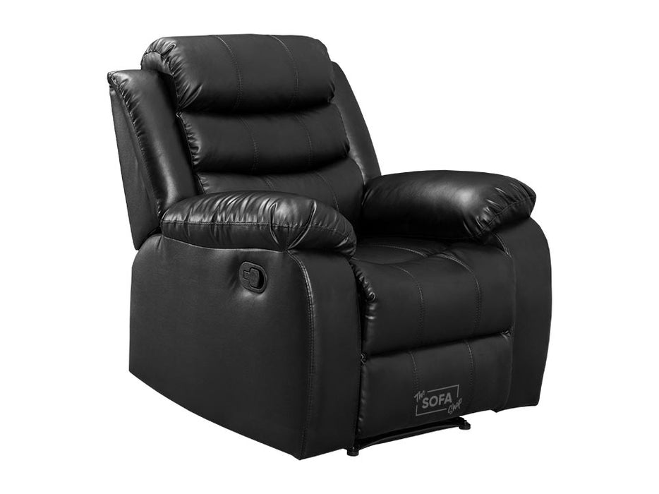 side angle picture of recliner chair manual in black leather | Sorrento