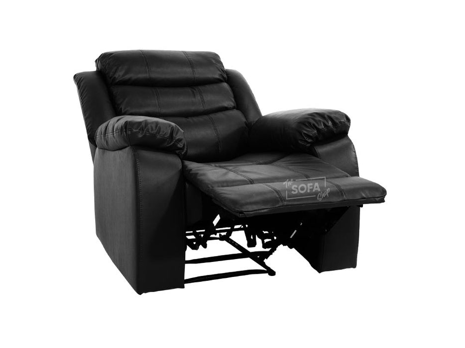 Fully reclined manual recliner chair in black leather | Sorrento