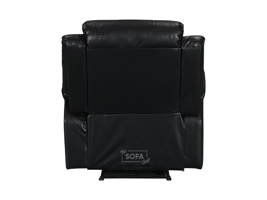 back picture of manual recliner chair in black leather | Sorrento