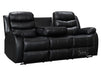 3 seater sofa in black leather with drop-down table and cup holders | Sorrento