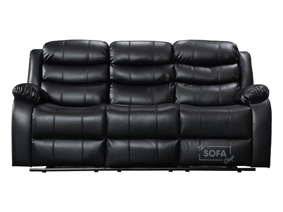 Front picture of 3 seater sofa Manual in black leather | Sorrento