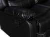 Close up of manual pull handle & armrest & cushion for recliner leather sofa manual in black | Sorrento