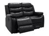 Side of Sorrento 2 Seater Black Leather with reclined footrest- Recliner Sofa | The Sofa Shop