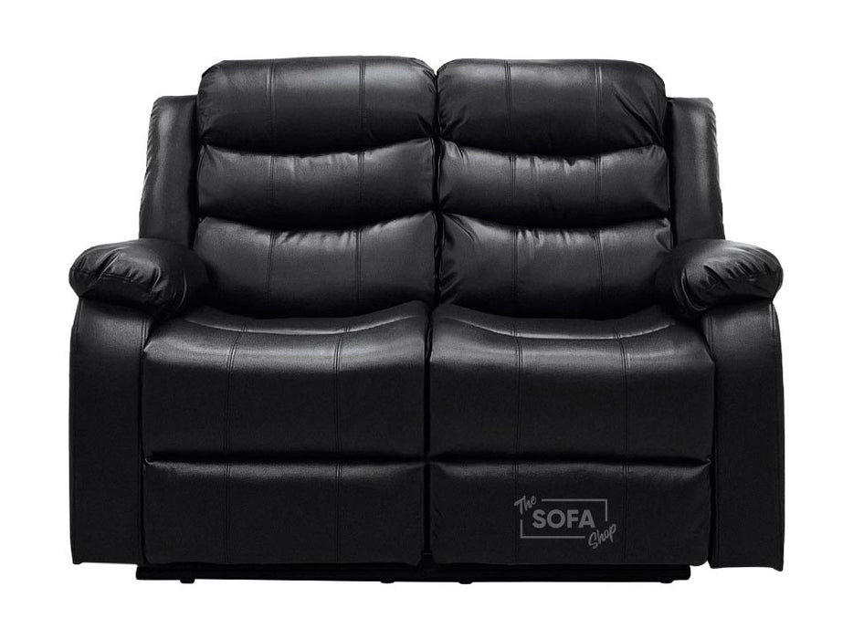 Front of Sorrento 2 Seater Black Leather - Recliner Sofa | The Sofa Shop