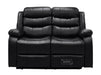Sorrento 2 Seater in Black Leather Recliner Sofa Front View- The Sofa Shop