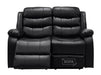 front picture of reclined recliner sofa manual in black leather | Sorrento