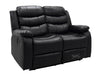 Sorrento 2 Seater in Black Leather Recliner Sofa Side View- The Sofa Shop