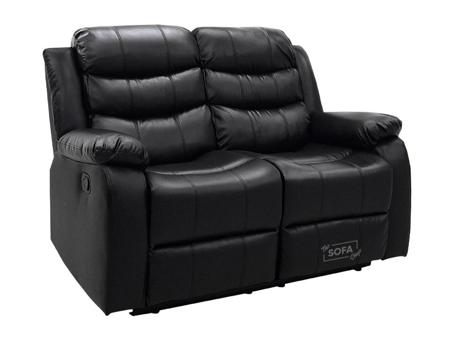 Sorrento 2 Seater in Black Leather Recliner Sofa Side View- The Sofa Shop