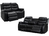 Sorrento 3+2 Seater Black Leather - Recliner Sofa Set | The Sofa Shop